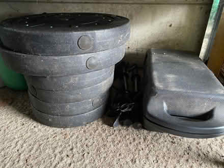 Photo of free Weight lifting bench and weights (Haldens AL7) #1