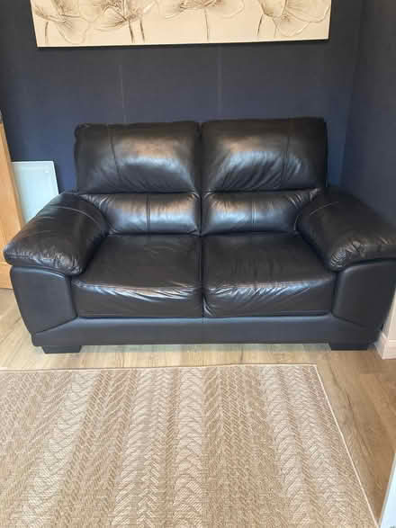 Photo of free Two seater brown Leather sofa (leybourne) #1