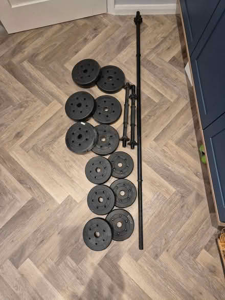 Photo of free Dumbbell and Barbell Set - 25kg (Walton on Thames) #1