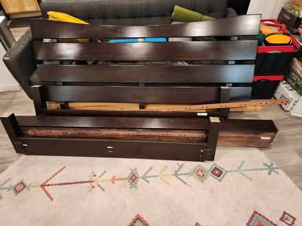 Photo of free Queen/King Wooden Bed Frame (West Oakland) #3