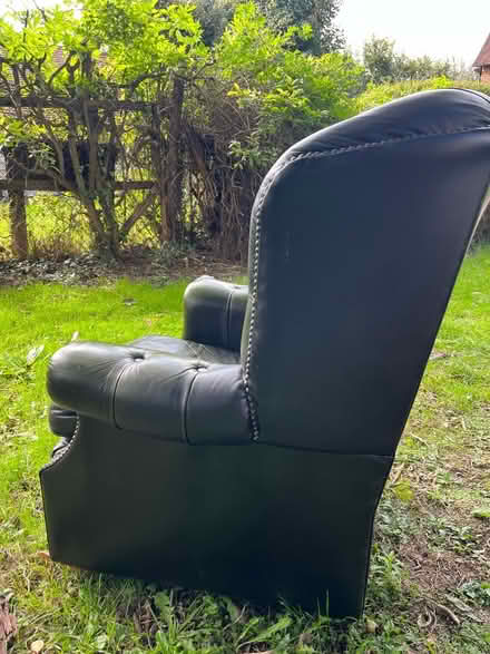 Photo of free Green leather armchair (West Malling ME19 6) #3
