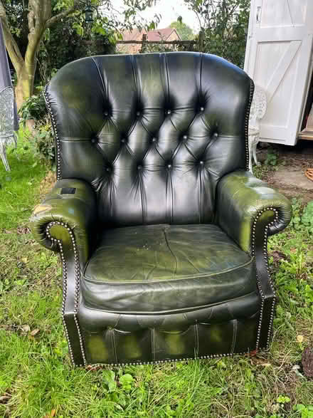 Photo of free Green leather armchair (West Malling ME19 6) #1