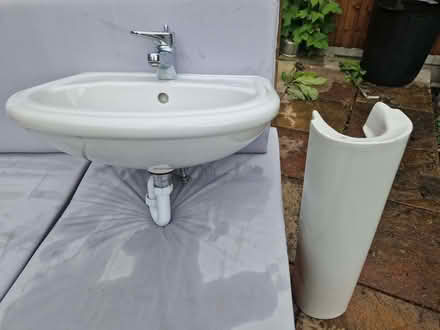 Photo of free Ceramic Bathroom Sink and Pedestal (Gidea Park RM2) #1