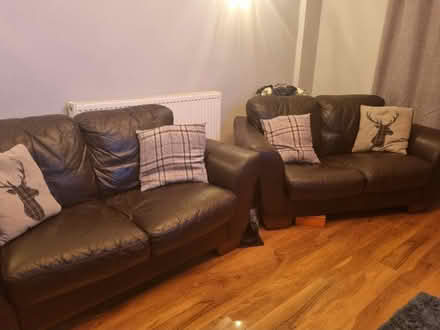 Photo of free 2 x 2seater soft leather sofas (Osmaston derby) #1