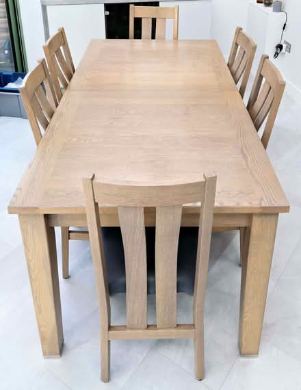 Photo of free Oak Dining Table and six chairs (Ham TW10) #1