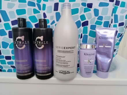 Photo of free Selection of blue/purple shampoos and conditioners (Queenstown Road SW8) #1