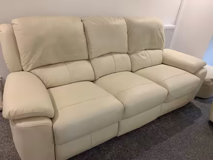 Photo of free Sofology Cream Leather 3 Seater Electric Recliner Sofa (ME9) #2