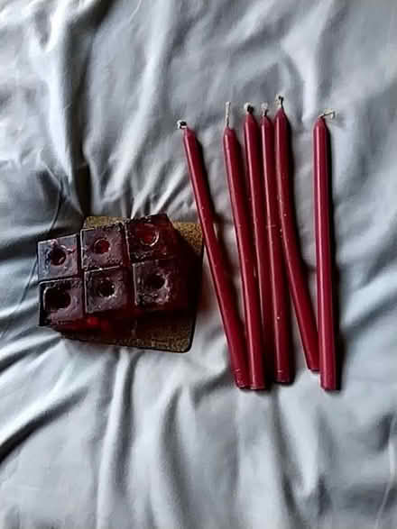 Photo of free Red candles and holders (Leigh RH2) #1