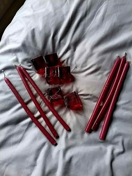 Photo of free Red candles and holders (Leigh RH2) #2