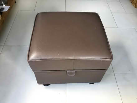 Photo of free Brown leather footstool (De21) #1