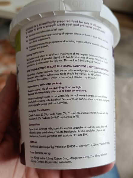 Photo of free Cimicat milk powder (Westminster Drive PO21) #1