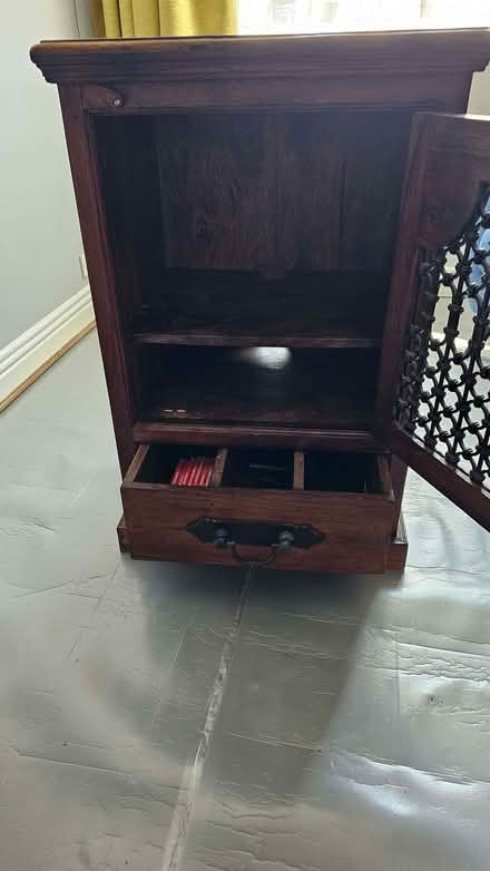 Photo of free Dark brown cabinet with ironwork door (Woodley RG5) #3