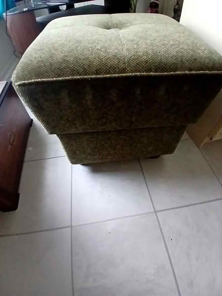 Photo of free Upholstered pouffe on wheels. (Kettering NN15) #1