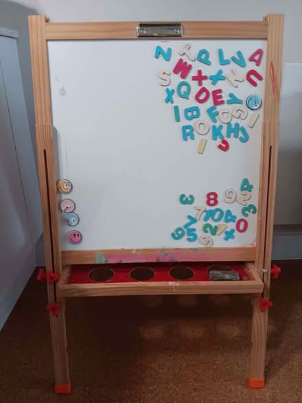 Photo of free Arkmiido kids wooden easel w whiteboard & chalkboard (Ladywell SE13) #1
