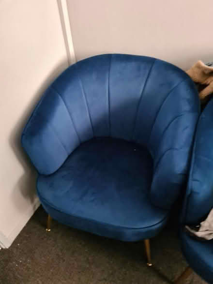 Photo of free 2 blue suede style armchairs (Sydenham SE26) #1