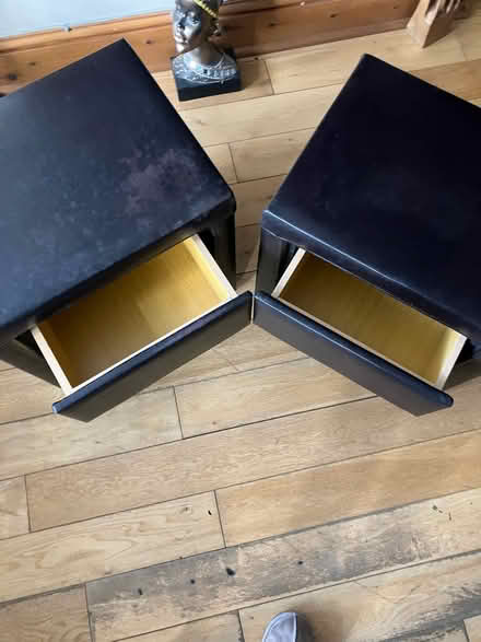 Photo of free Brown Faux leather bedside tables (Dagenham RM10) #2