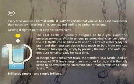 Photo of free ECO Energy Saving Kettle 1.5 Litre (Lion Gate TW9) #2