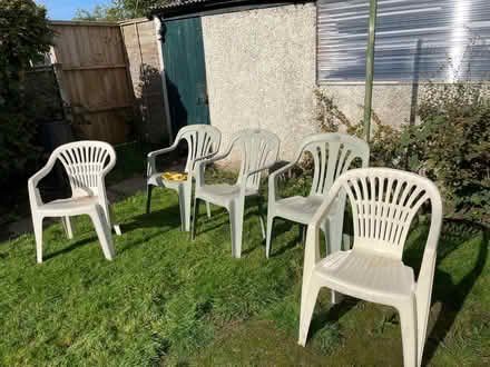 Photo of free Five plastic garden chairs (Shirley B90) #1