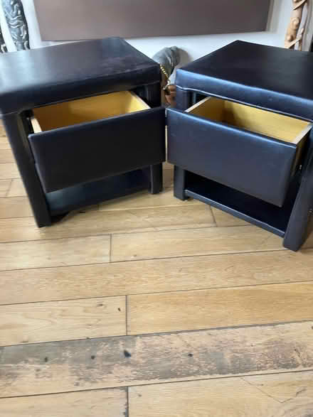 Photo of free Brown Faux leather bedside tables (Dagenham RM10) #1