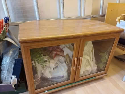 Photo of free Wooden TV Cabinet with Glass Doors (Chadwell Heath RM6) #3
