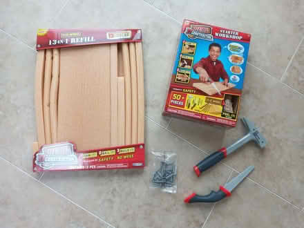 Photo of free Children's "foam wood" and construction tools kit (Milnrow OL16) #1