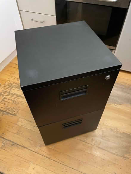Photo of free Highbury N5: Two drawer black filing cabinet (Highbury New Park N5) #1