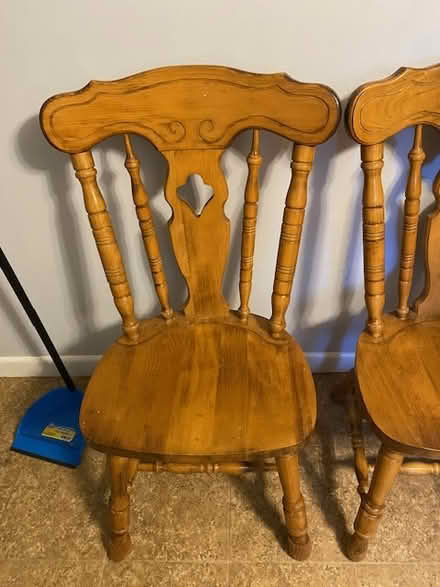 Photo of free two heavy duty oak chairs (Westford) #1