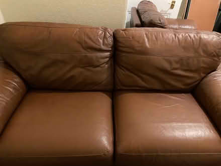 Photo of free Brown leather three piece suite (AB10) #4