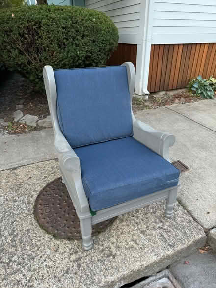 Photo of free Wood chair with cushion (Somerville) #1