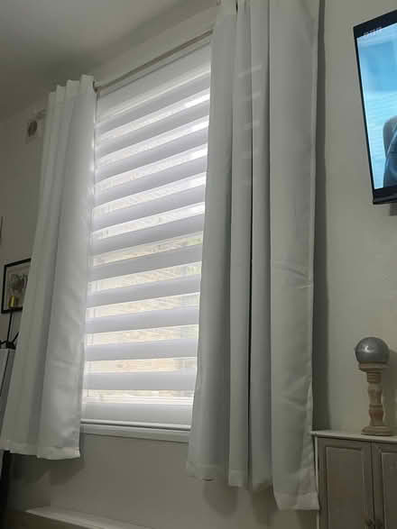 Photo of free White ring top curtains 54x72” (SW2) #1