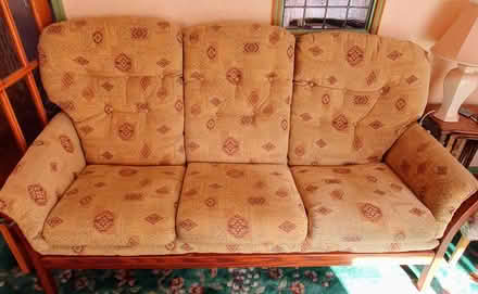Photo of free Wooden Framed Three Piece Suite (HP2 5JJ) #1