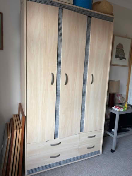 Photo of free WARDROBE - pine effect -three section (South Nutfield RH1) #1