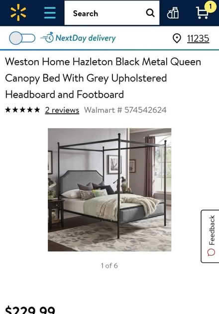 Photo of free Queen canopy bed frame + canopy (Flatbush) #1