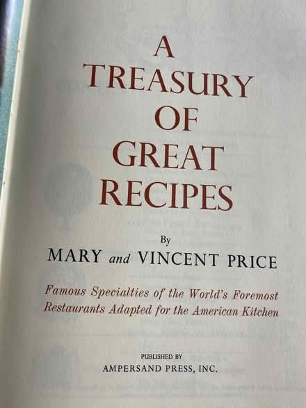 Photo of free Vincent Price Cookbook (Pleasant Hill) #3