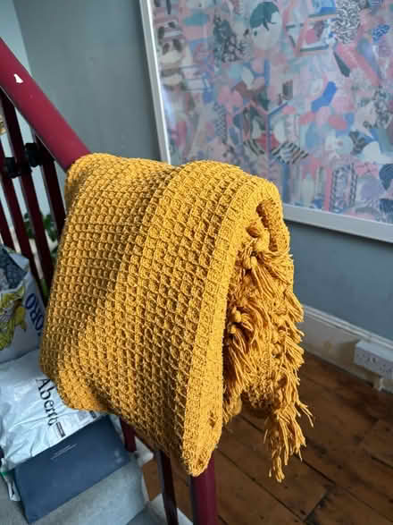 Photo of free Big mustard waffle texture throw (Peckham, SE15 2) #1