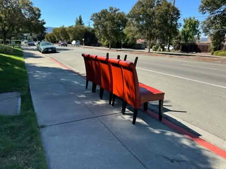 Photo of free 6 red leather dinning chairs (Saratoga av / Sara park circle) #1