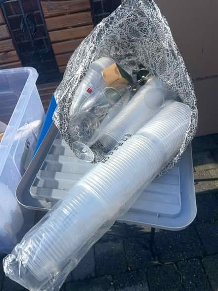 Photo of free Plastic cups paper plates reusable plastic wines pl glasses (Rishton BB1) #1