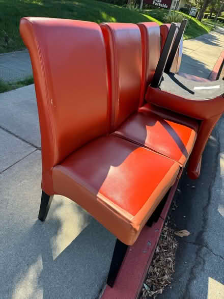 Photo of free 6 red leather dinning chairs (Saratoga av / Sara park circle) #2