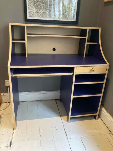 Photo of free Blue desk with storage/shelf (Preston park BN1) #2