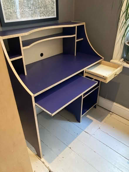 Photo of free Blue desk with storage/shelf (Preston park BN1) #3