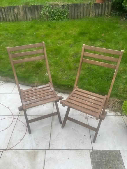 Photo of free 2 foldable wooden chairs (KT18) #1