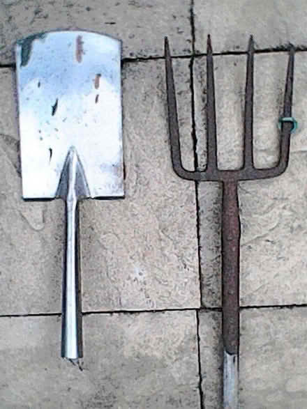 Photo of free Stainless steel spade & ordinary fork - no handles (Streatham Park SW16) #1