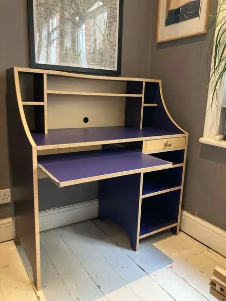 Photo of free Blue desk with storage/shelf (Preston park BN1) #1
