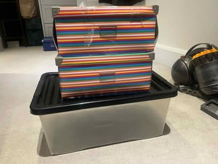 Photo of free Plastic box & 2 cardboard boxes (W5) #1