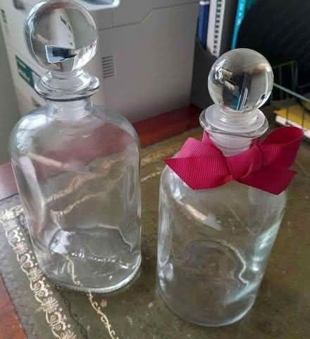 Photo of free 2 glass bottles with stopper for bubble bath/shampoo (Hassall Moss CW11) #1