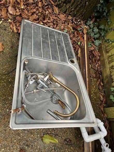Photo of free Old metal sink with drainer and tap (Denvilles, near Havant) #1