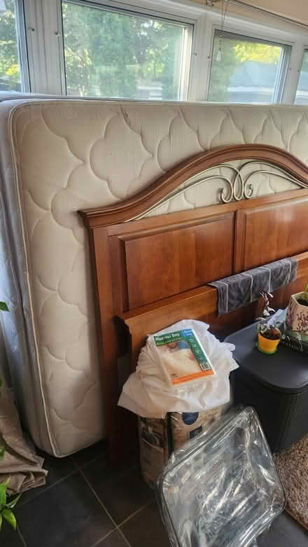 Photo of free Queen bed + mattress (Metuchen) #3