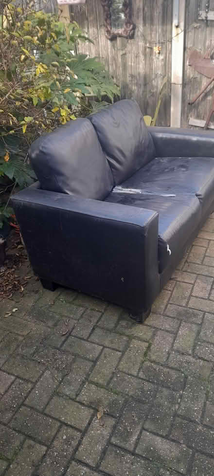 Photo of free Black faux leather 2 seater sofa (Long Eaton NG10) #2