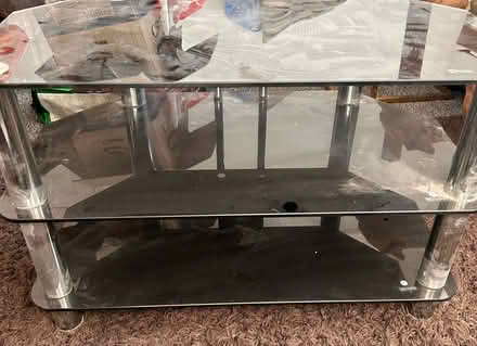 Photo of free Black glass TV stand (Skerton) #2