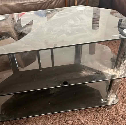 Photo of free Black glass TV stand (Skerton) #3